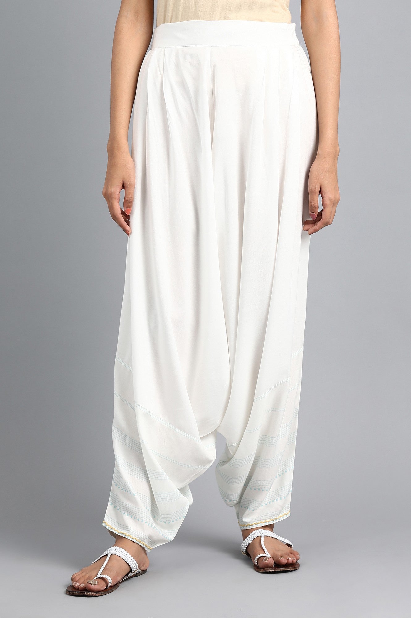 White Draped Pants