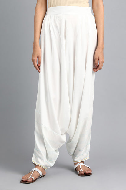 White Draped Pants