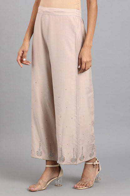 Beige Embroidered Pants - wforwoman