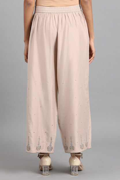 Beige Embroidered Pants - wforwoman