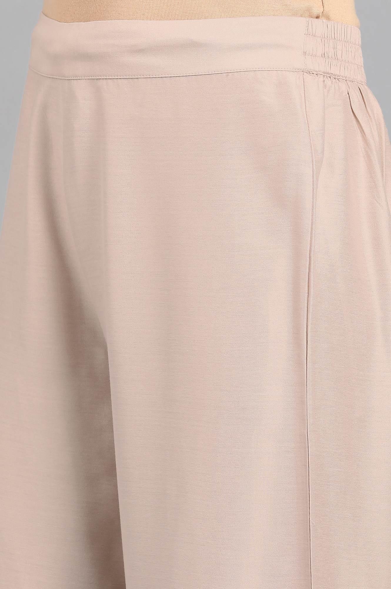 Beige Embroidered Pants - wforwoman