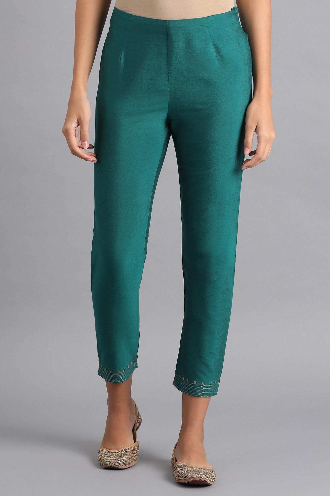 Teal Blue Slim Pants - wforwoman
