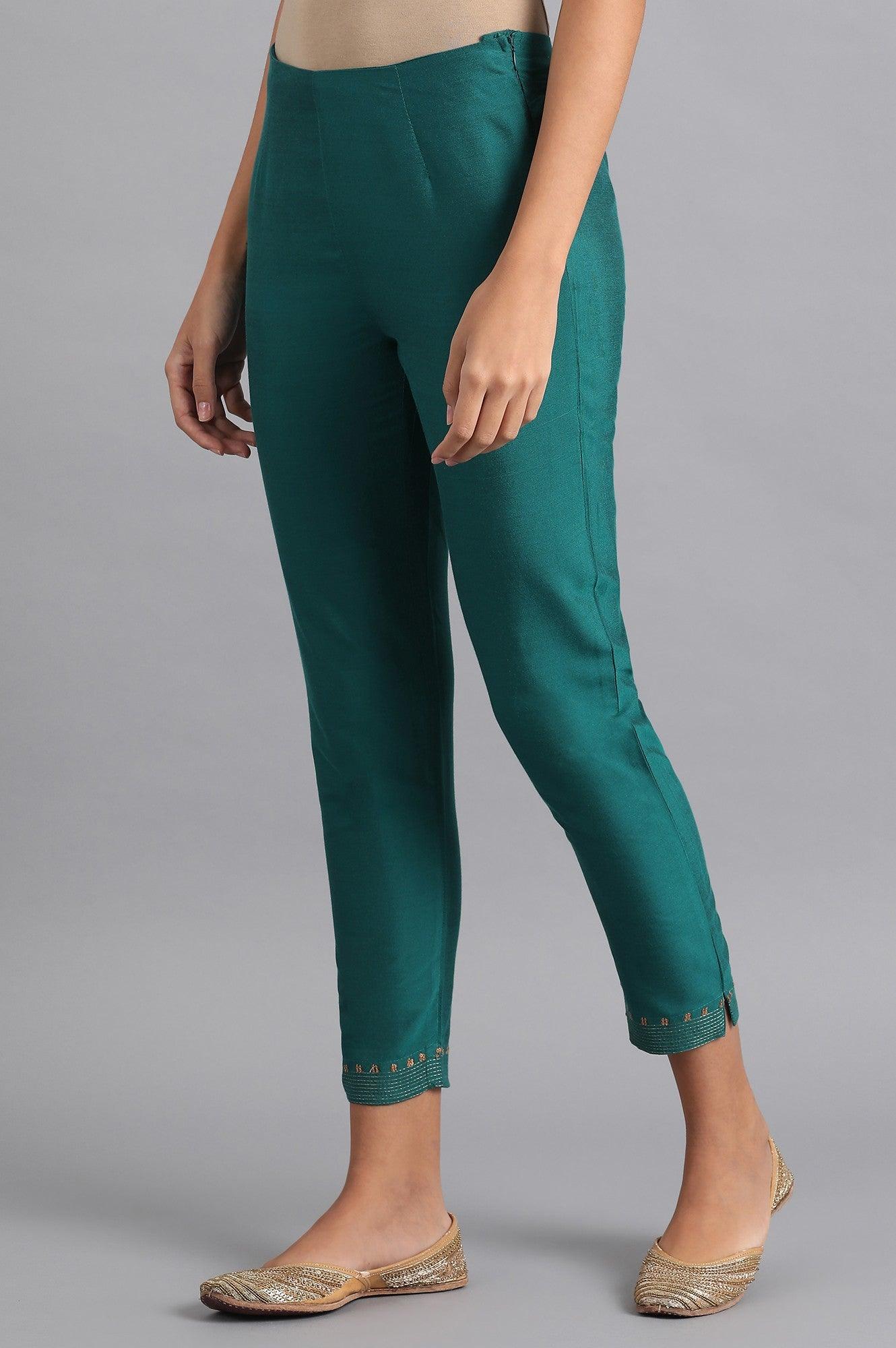 Teal Blue Slim Pants - wforwoman