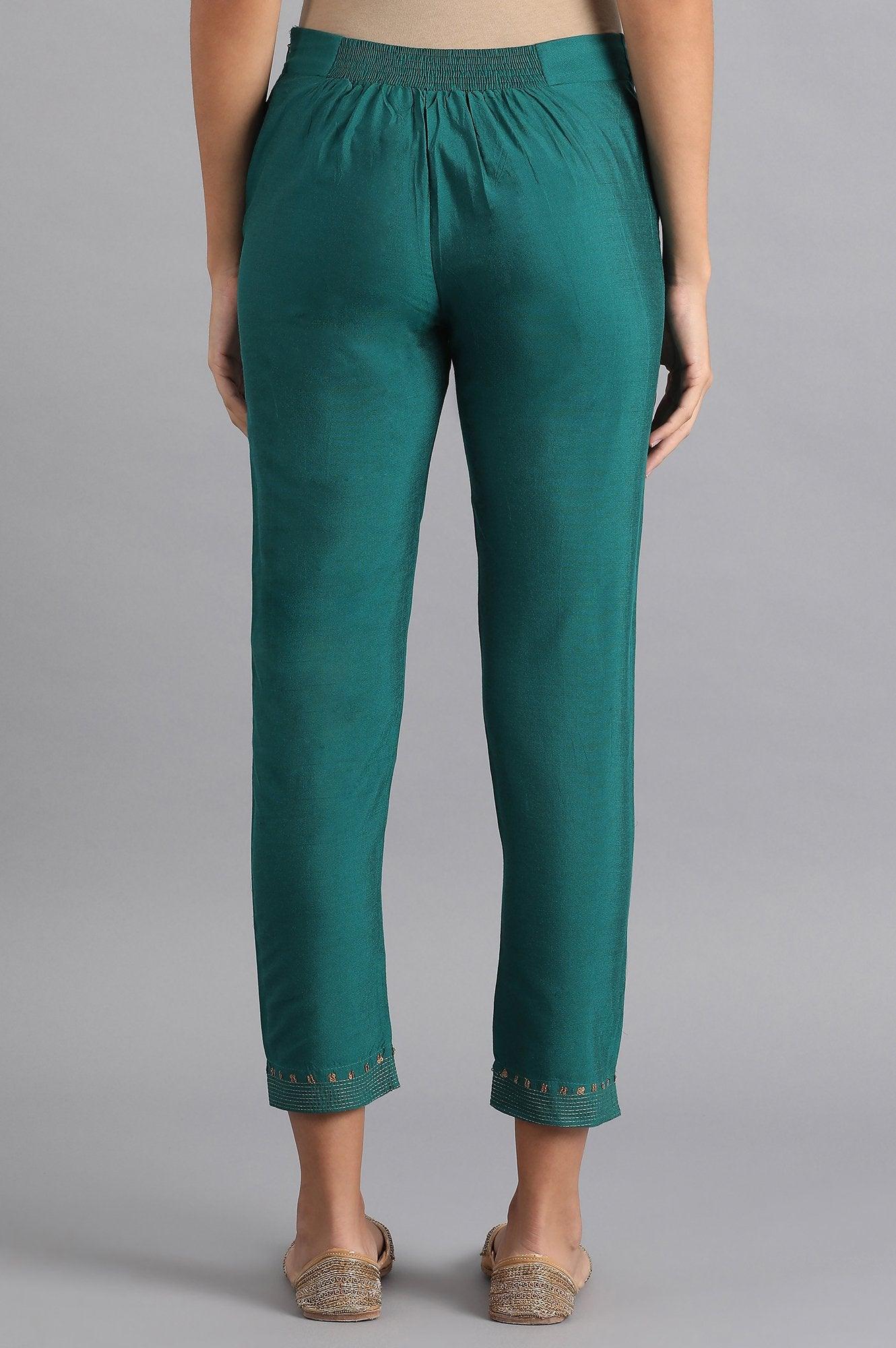 Teal Blue Slim Pants - wforwoman