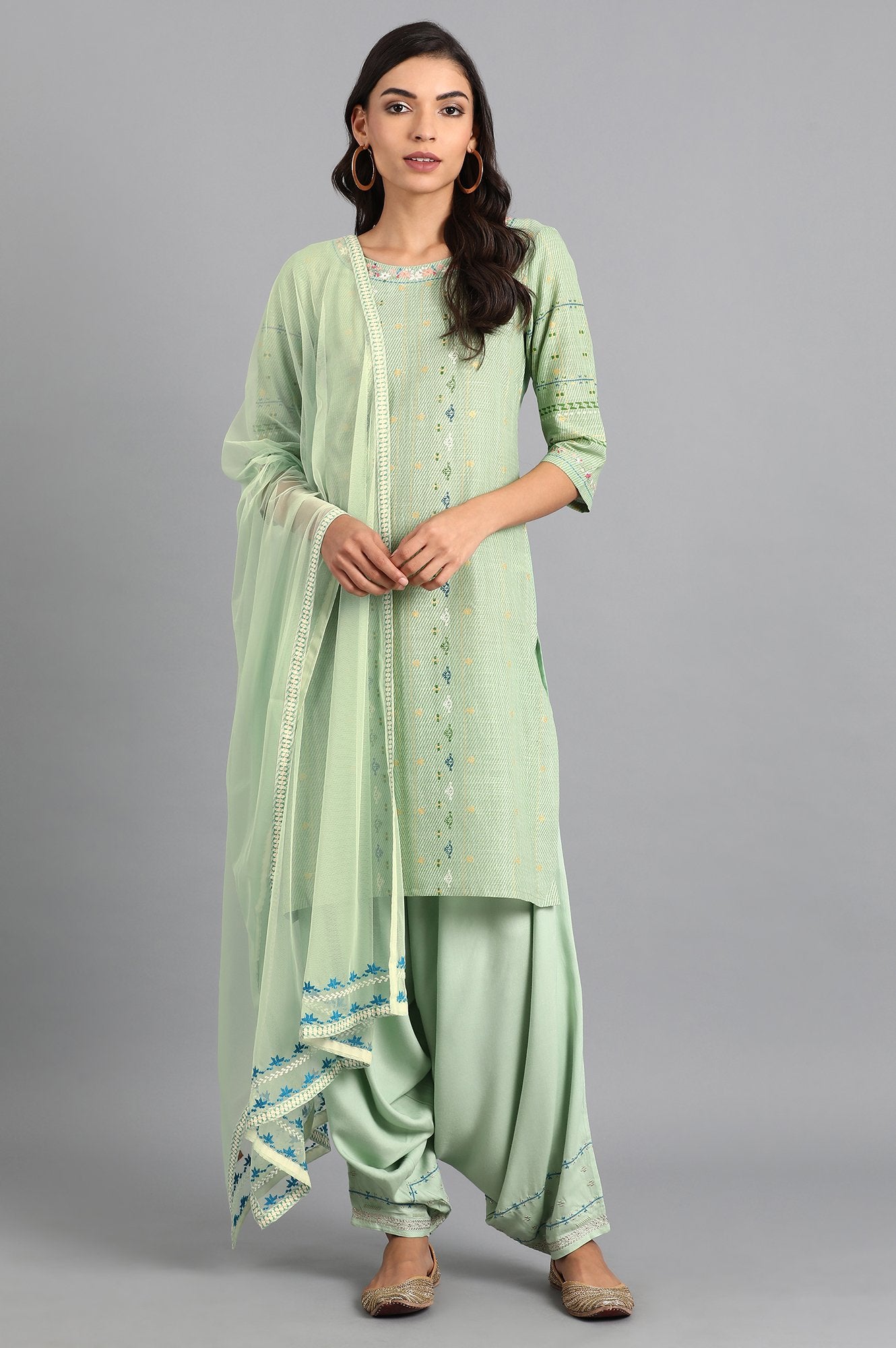 Mint Green Mesh Dupatta