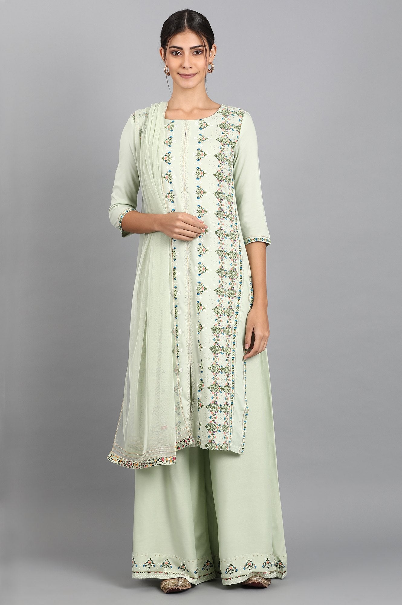 Green Floral Dupatta