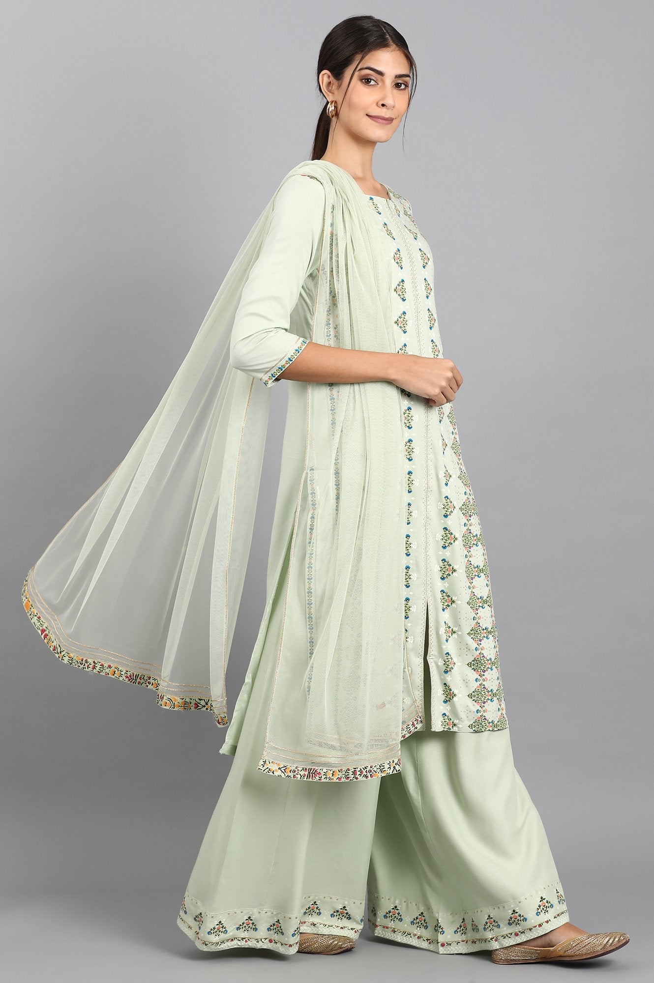 Green Floral Dupatta