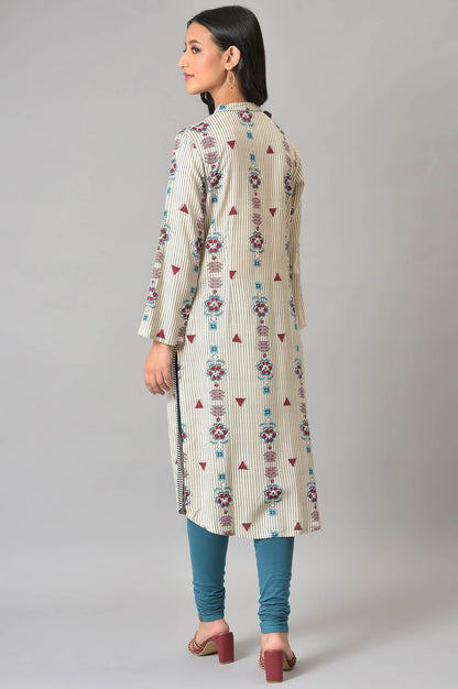 White Printed kurta Set - wforwoman