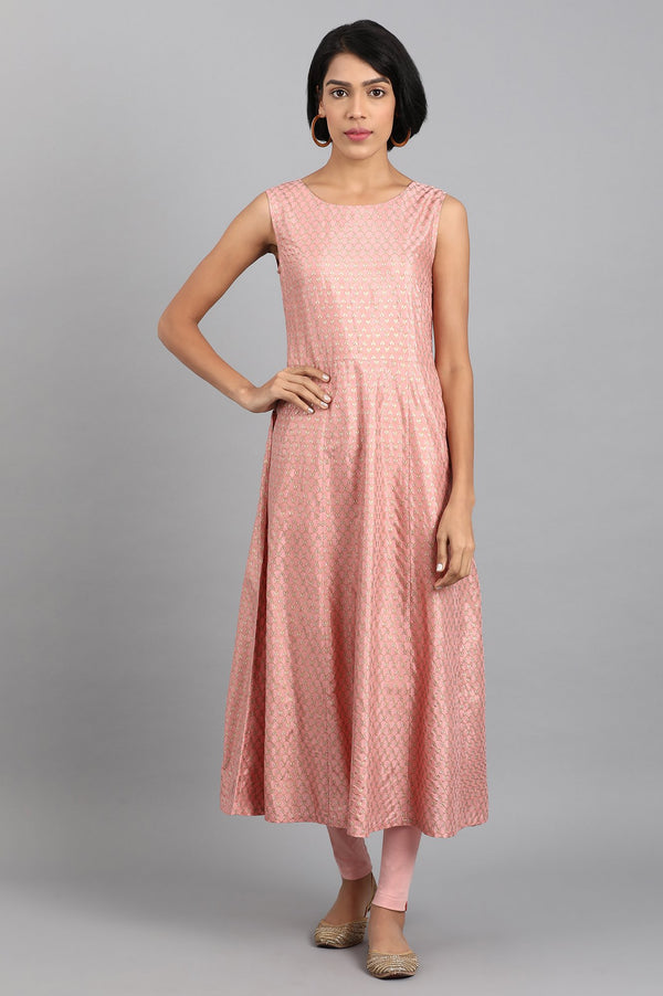 Pink Round Neck Embellished kurta Set