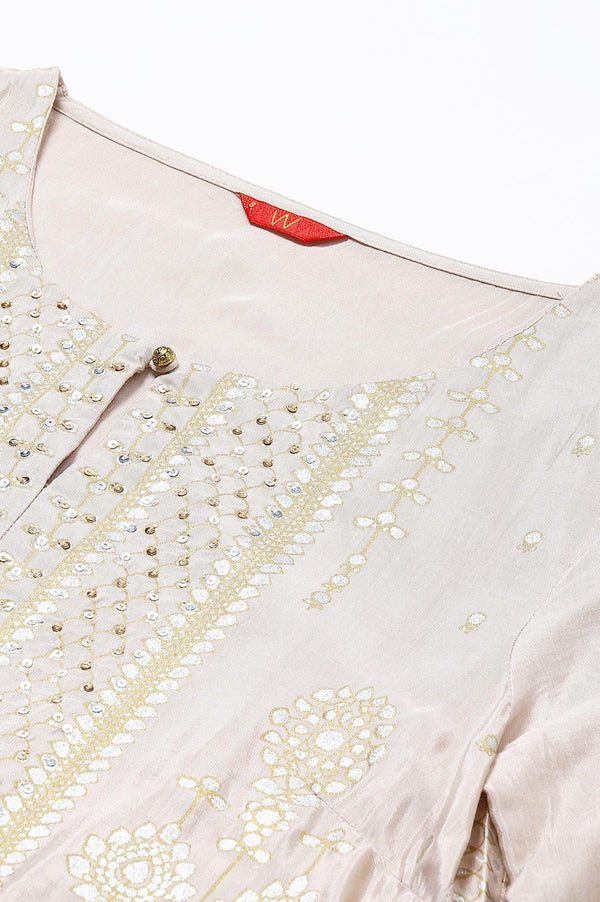 Beige Shantung Festive kurta Set