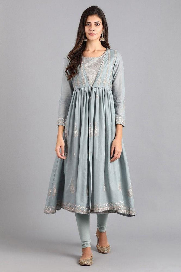 Blue Round Neck kurta Set