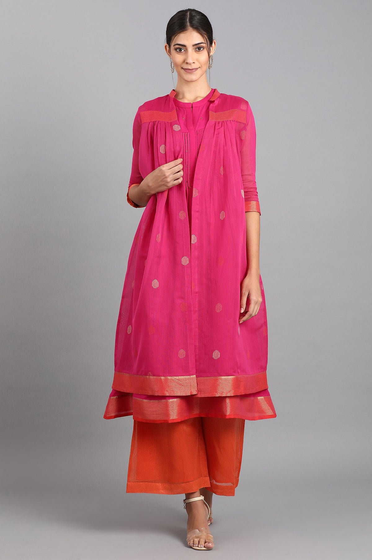 Pink Mandarin Neck Pop Set - XS