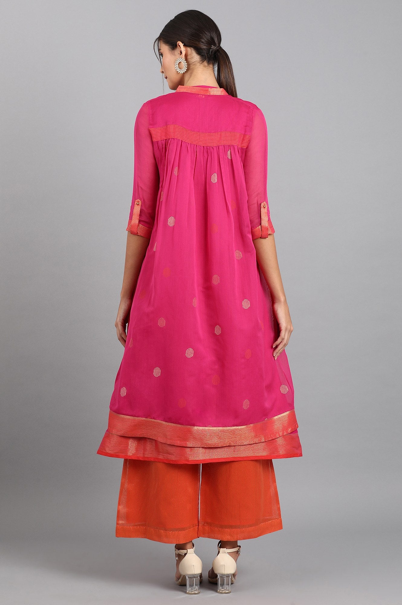 Pink Mandarin Neck Pop Set