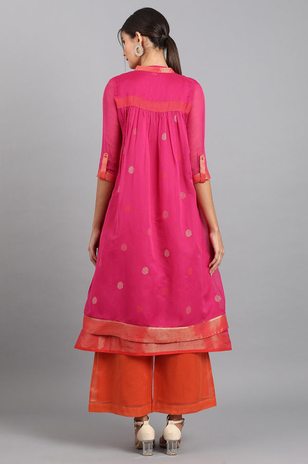 Pink Mandarin Neck Pop Set