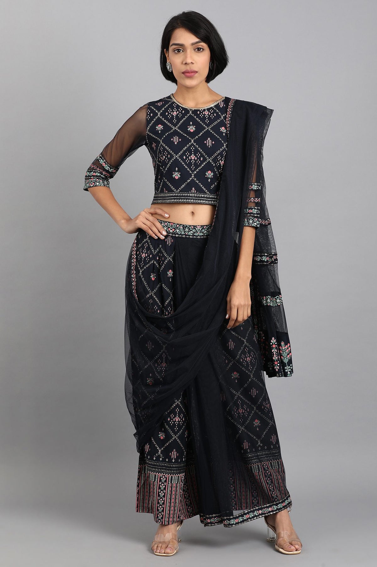 Blue Round Neck Light festive Set - XS