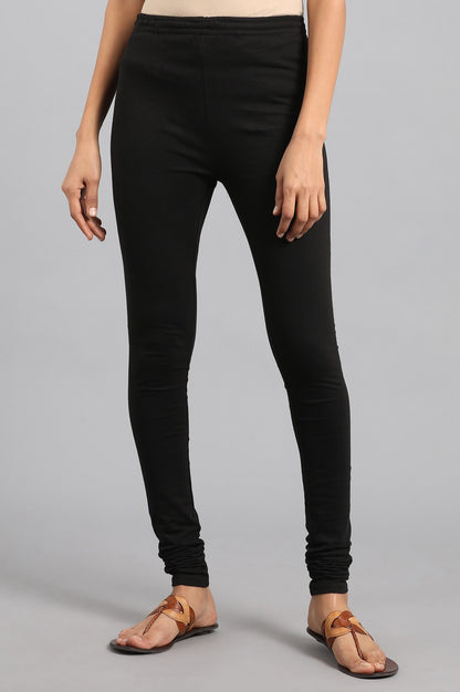Black Solid Skinny Jersey Churidar