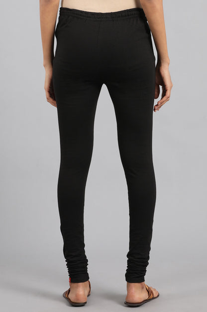 Black Solid Skinny Jersey Churidar