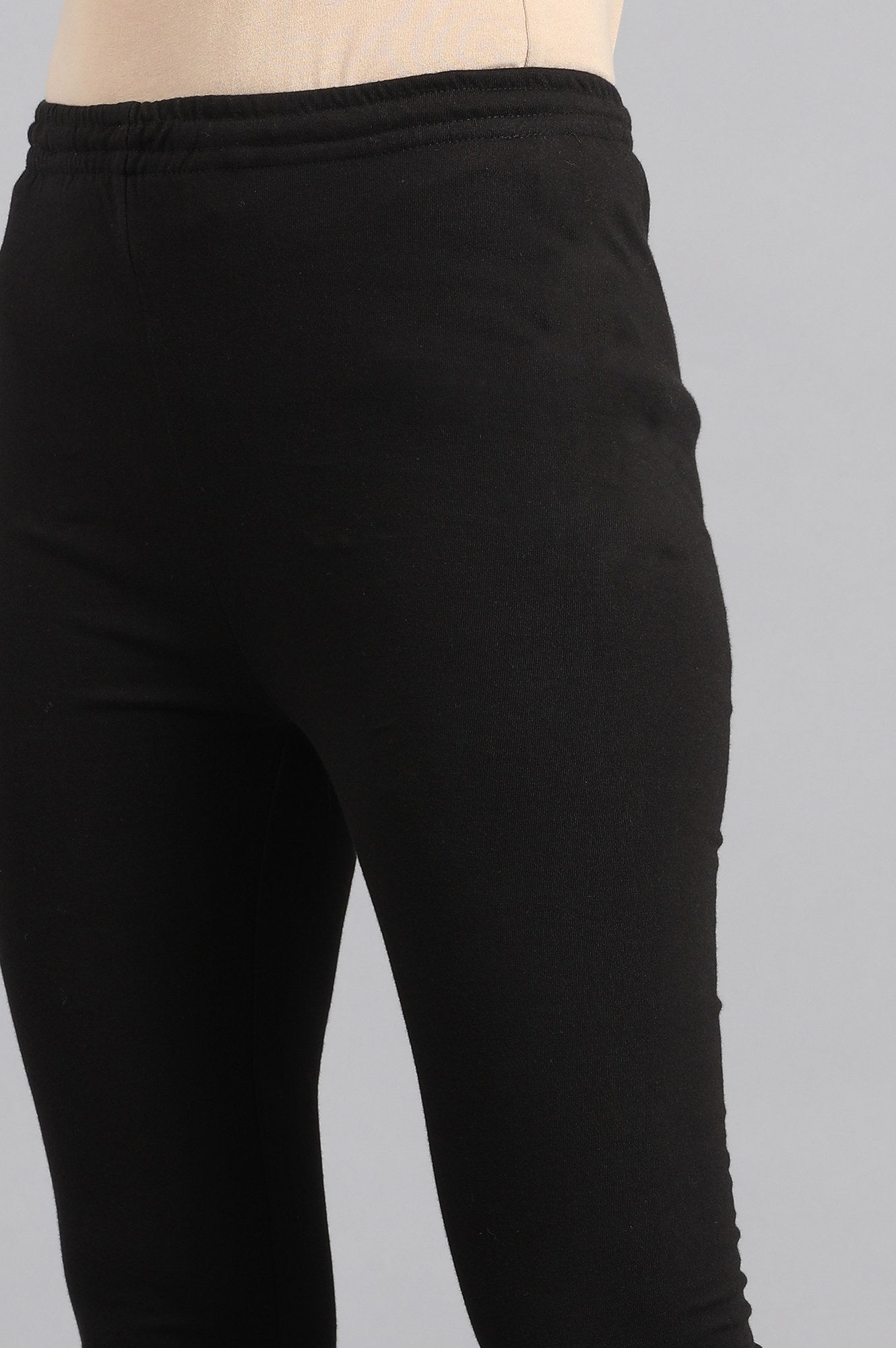 Black Solid Skinny Jersey Churidar