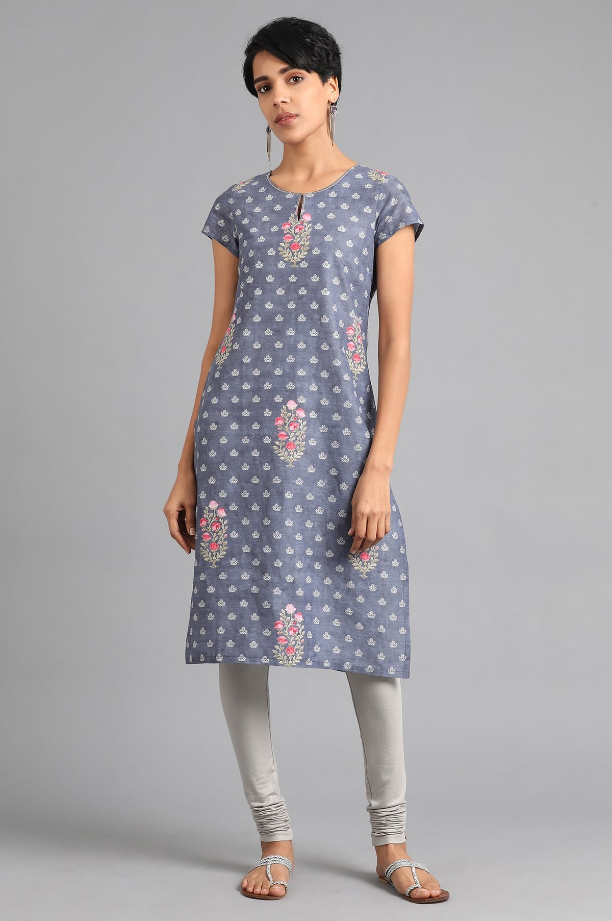 Silver Knitted Churidar - S