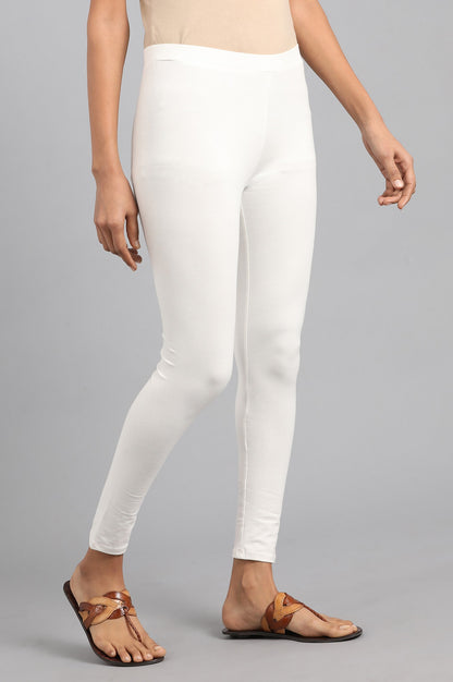 Ecru Solid Slim Pants - wforwoman