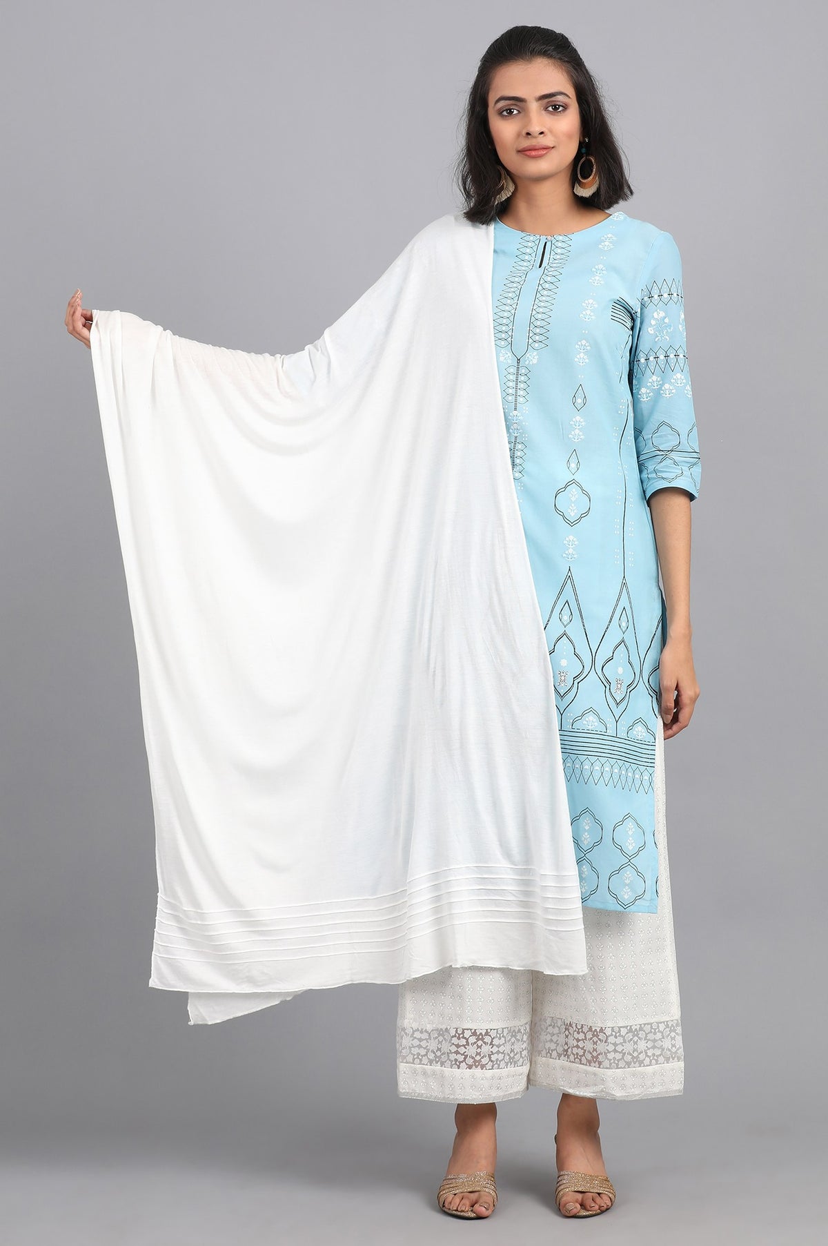 White Solid Jersey Dupatta - WFS