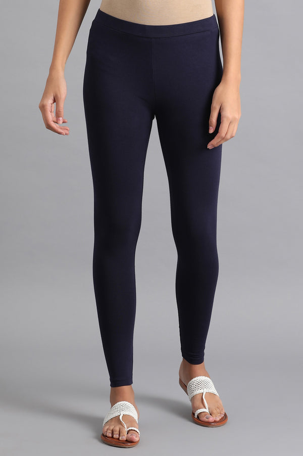 Navy Blue Solid Tights