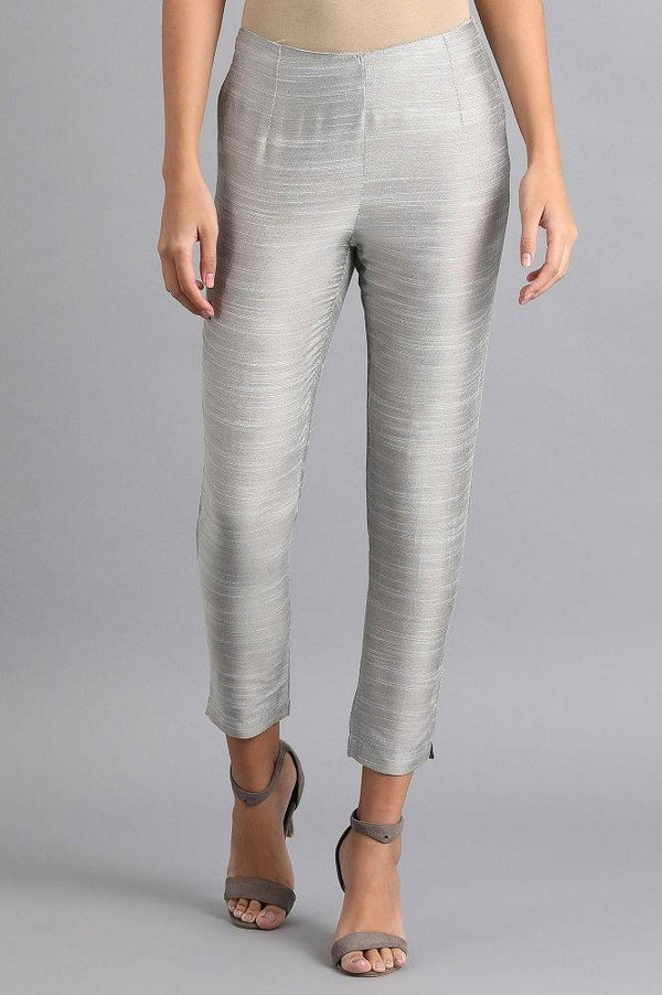 Silver Solid Trousers