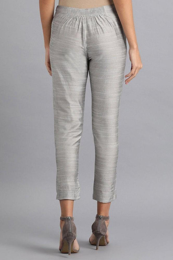 Silver Solid Trousers