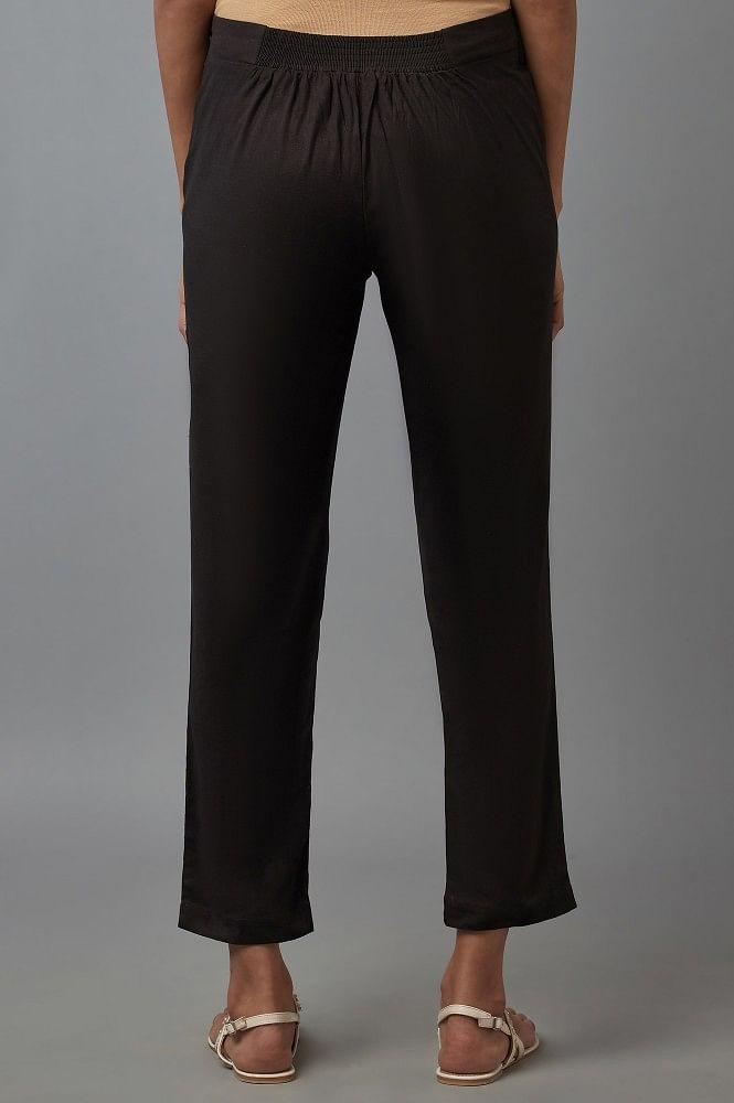 Black Solid Trousers - wforwoman