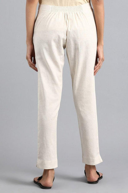Off-White Solid Trousers - wforwoman