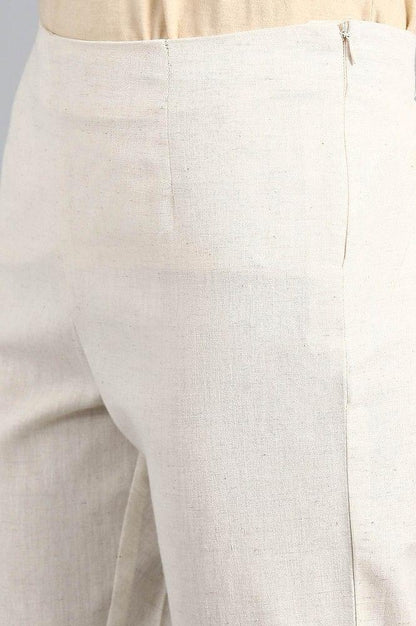 Off-White Solid Trousers - wforwoman