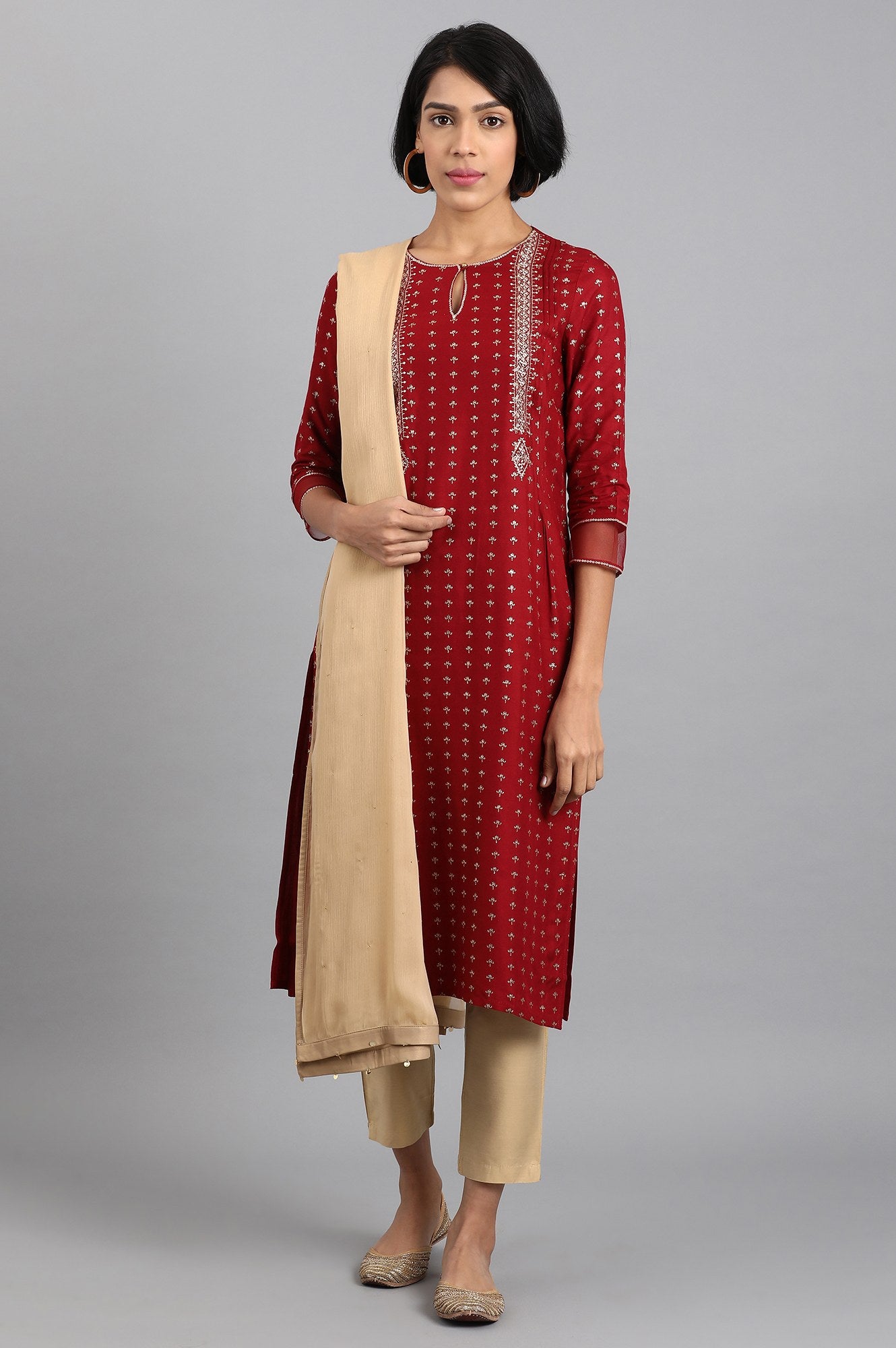 Gold Solid Sequin Rectangular Chiffon Dupatta