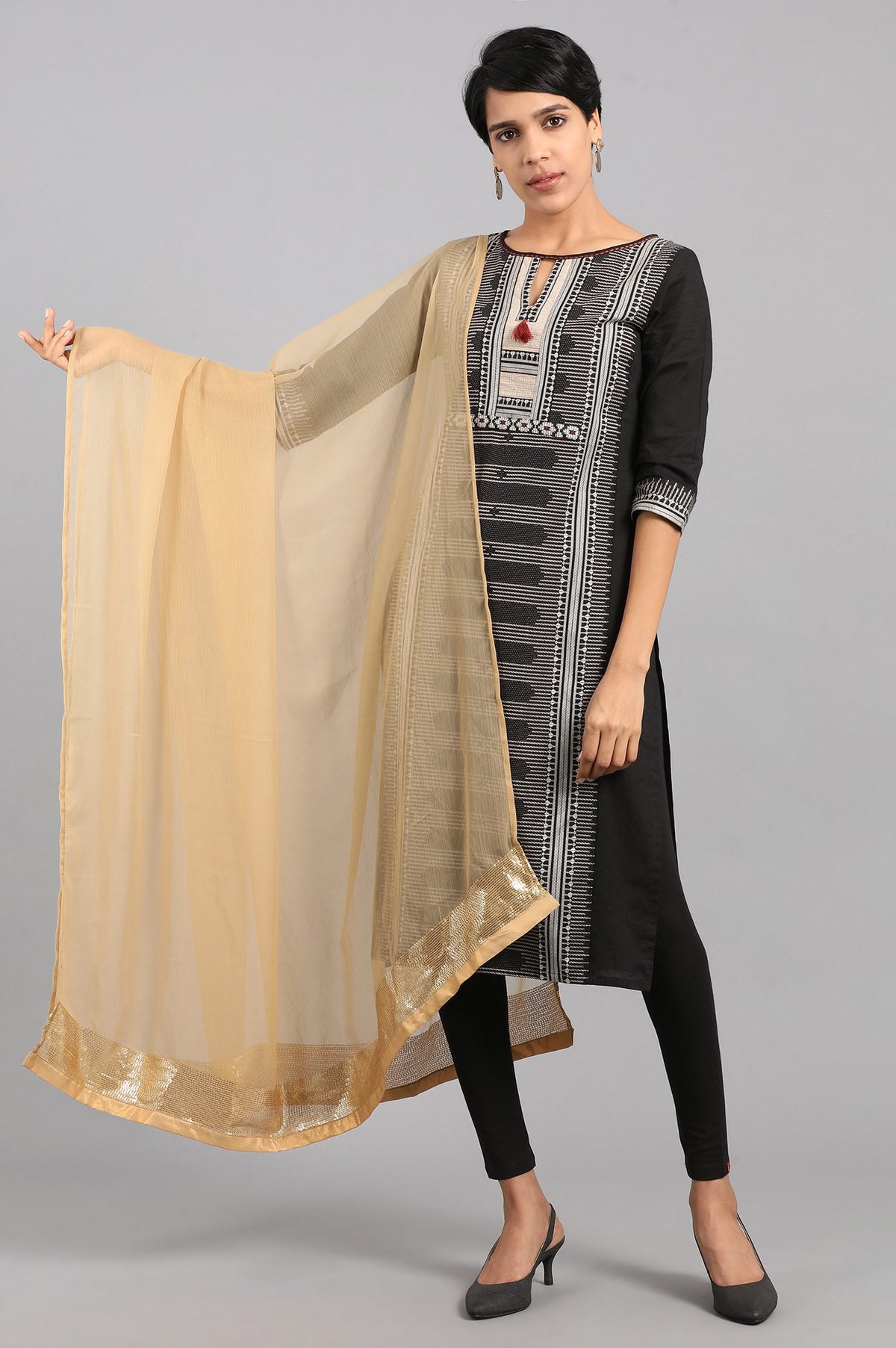 Gold Solid Dupatta - FS