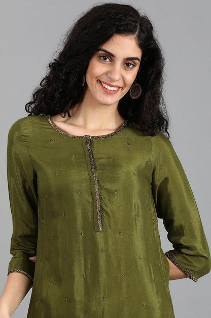 Blue Round Neck Solid kurta - wforwoman