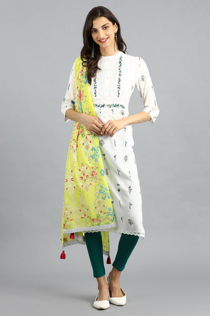 Printed Dupatta with Silver lurex Details Along the width