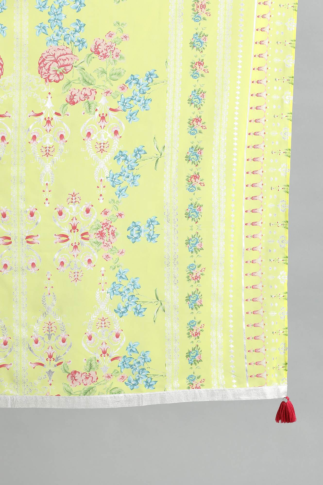 Printed Dupatta with Silver lurex Details Along the width