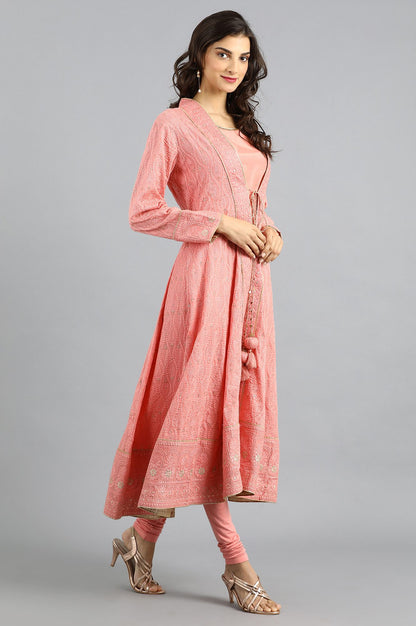 Pink Round Neck Embellished kurta Set