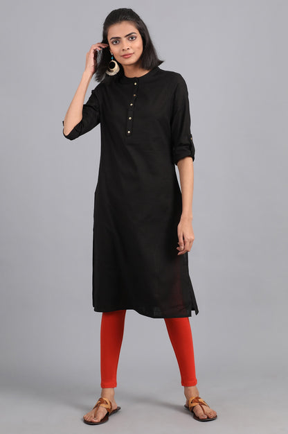 Black Mandarin Neck Solid kurta