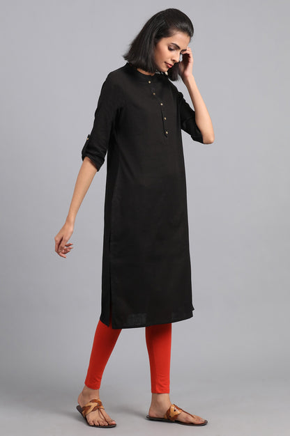 Black Mandarin Neck Solid kurta