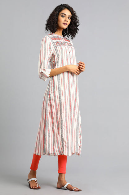 White Mandarin Neck Printed kurta