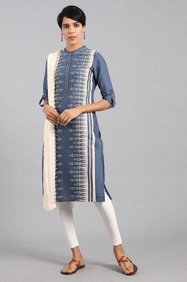 Blue Mandarin Neck kurta
