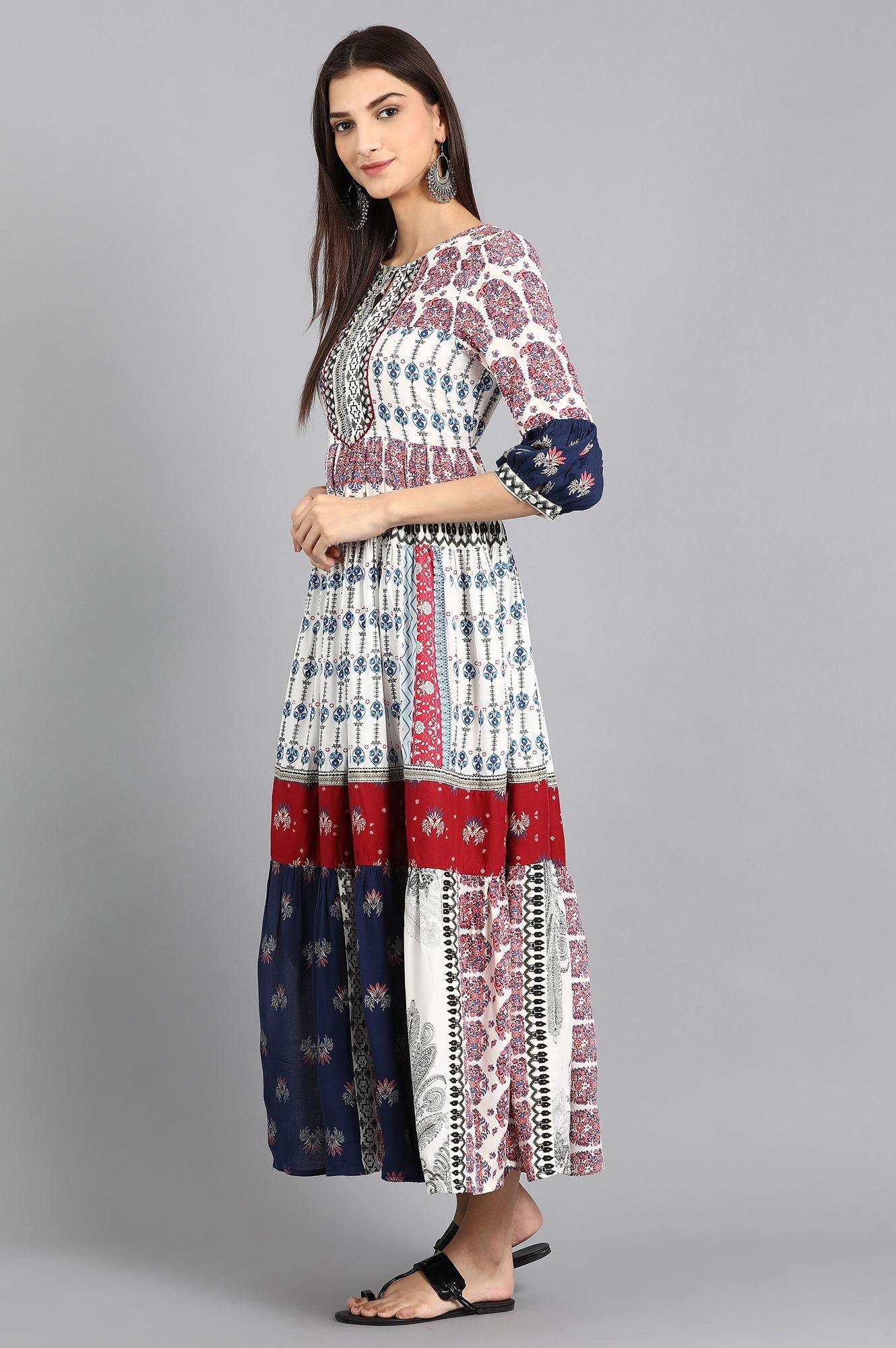 Black Round Neck Printed kurta - wforwoman