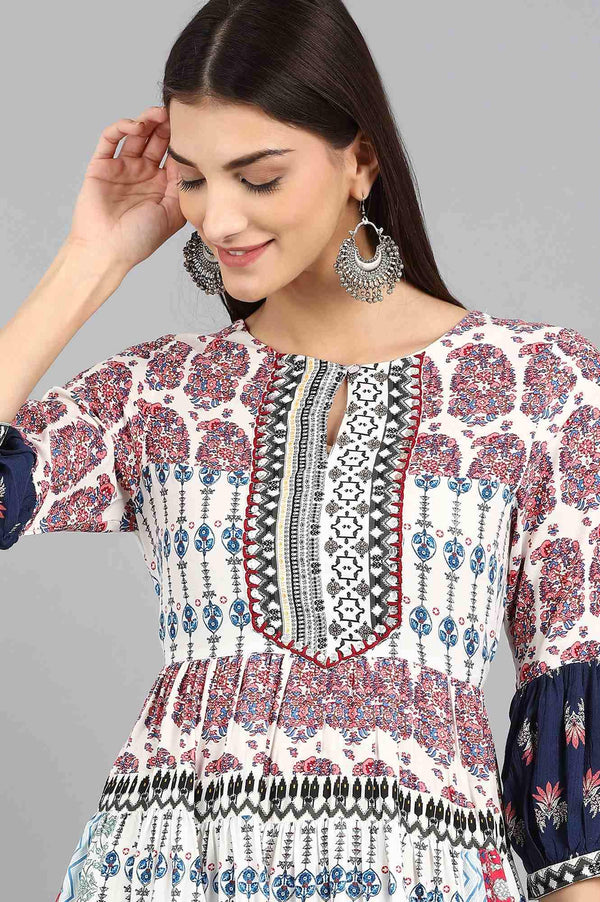 Black Round Neck Printed kurta