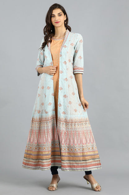 Blue Round Neck Layered kurta