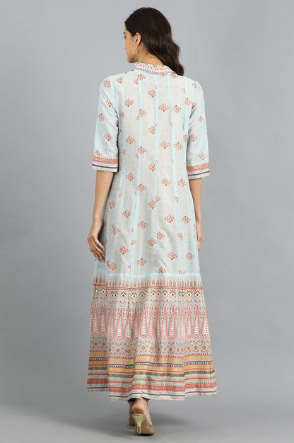 Blue Round Neck Layered kurta