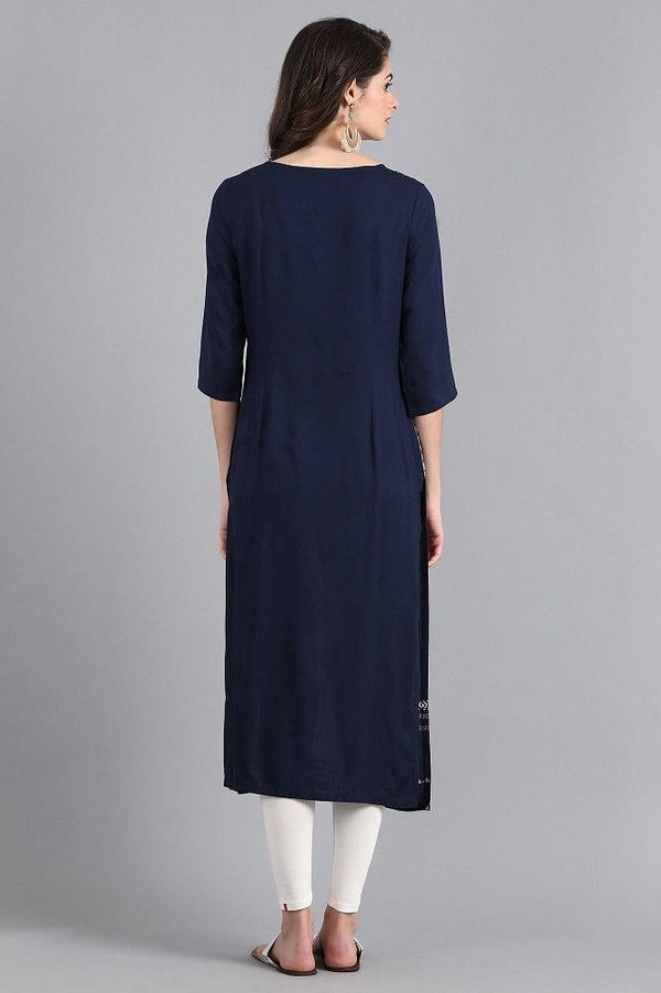 White Round Neck Printed kurta