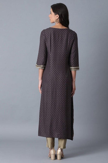 Blue Printed A-Line kurta - wforwoman