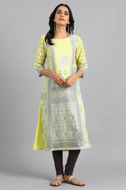 Green Round Neck Printed kurta