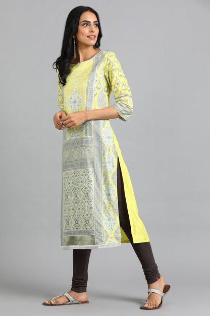 Green Round Neck Printed kurta