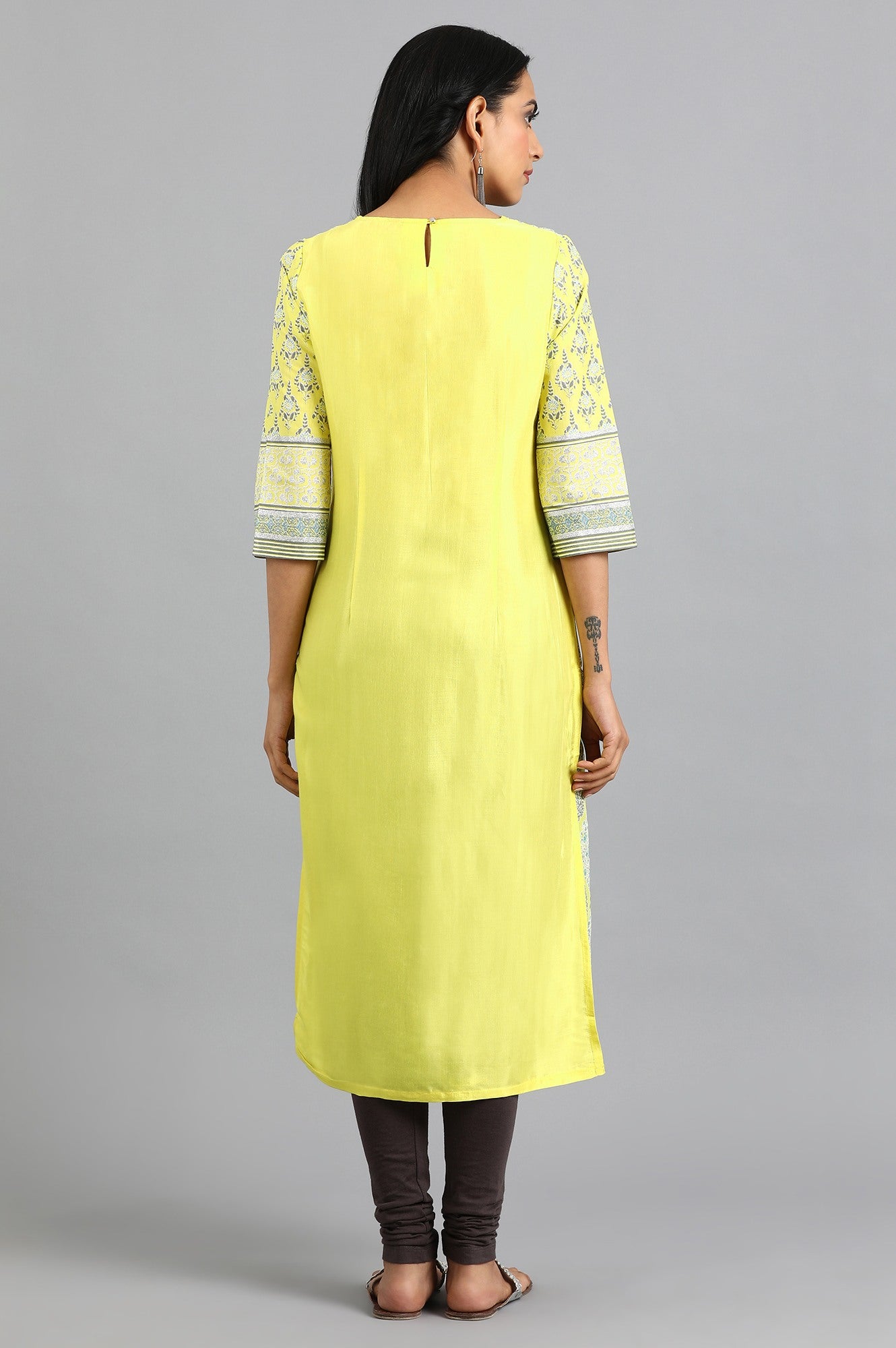 Green Round Neck Printed kurta